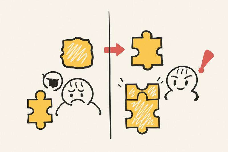 当てはまらないピースを当てはめる